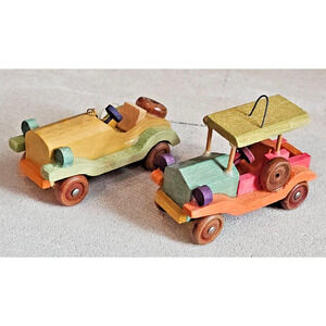 1979 Kurt S Adler Classic Wood Car & Truck Christmas Ornament 2.75"